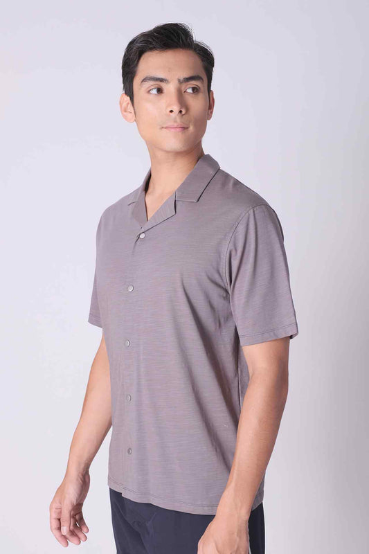 SPW0010 - Ultra Soft Mercerised Slub Cotton Button Down Resort Shirt - Mid Grey