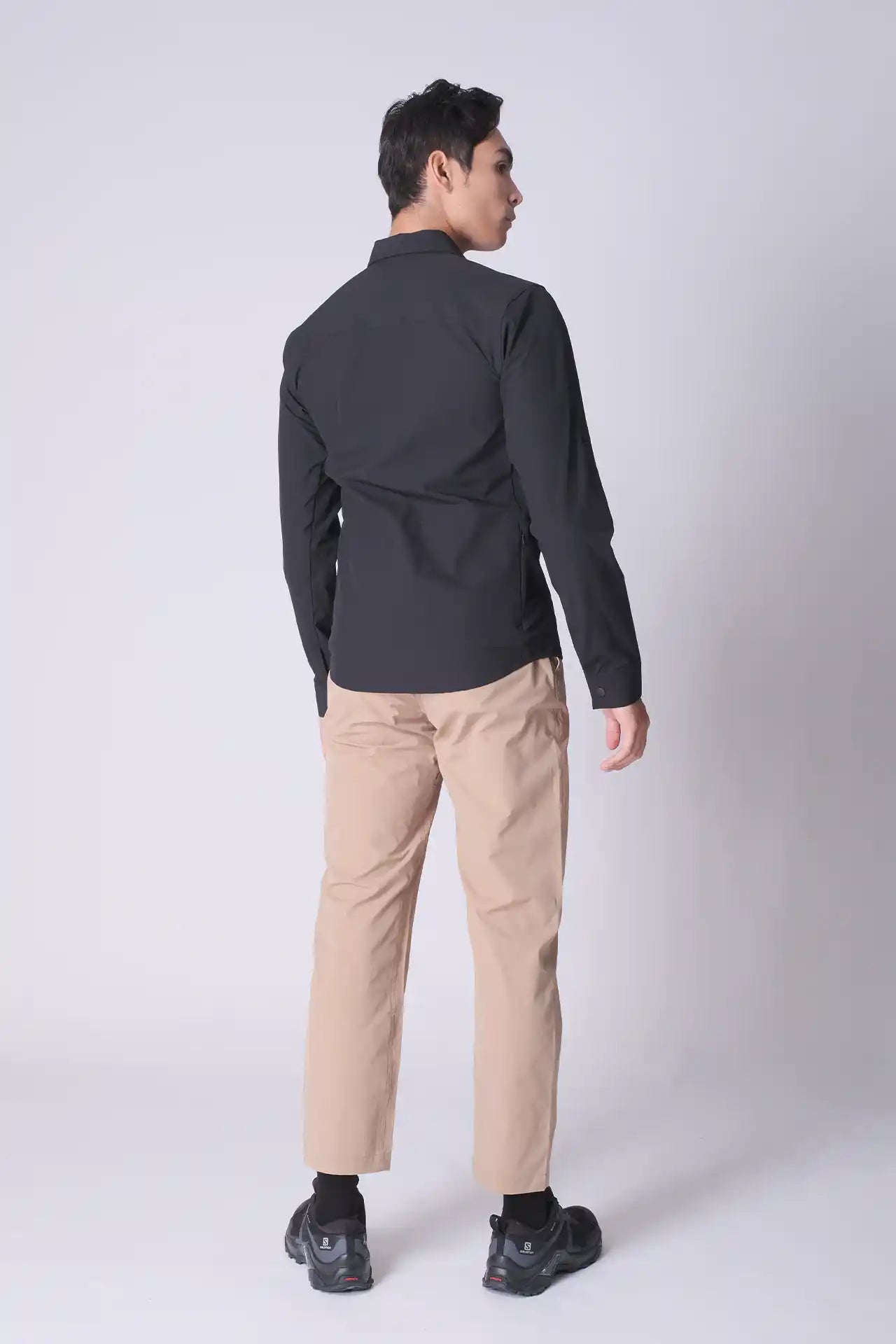 SPW0021 - Water Repellent Stretch Biking Button-Up Shirt - Black