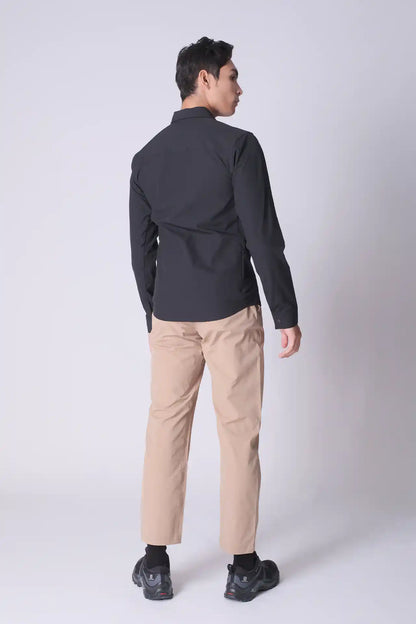 SPW0021 - Water Repellent Stretch Biking Button-Up Shirt - Black
