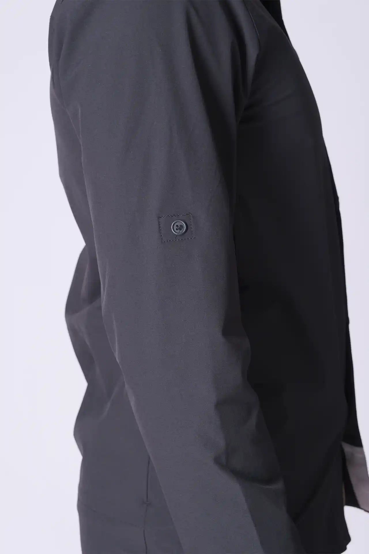 SPW0021 - Water Repellent Stretch Biking Button-Up Shirt - Black