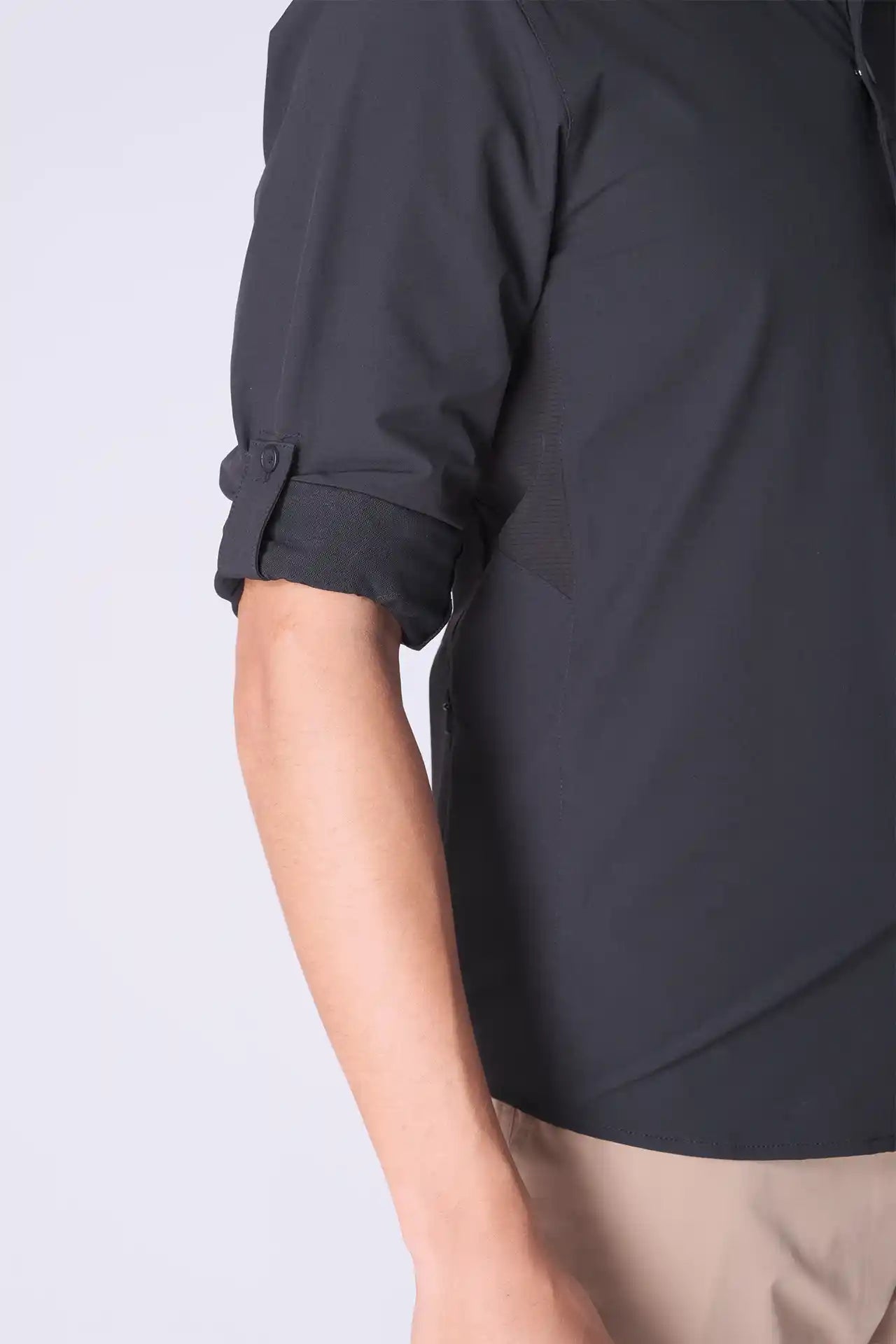 SPW0021 - Water Repellent Stretch Biking Button-Up Shirt - Black