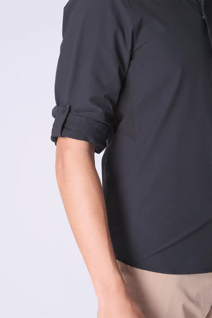 SPW0021 - Water Repellent Stretch Biking Button-Up Shirt - Black