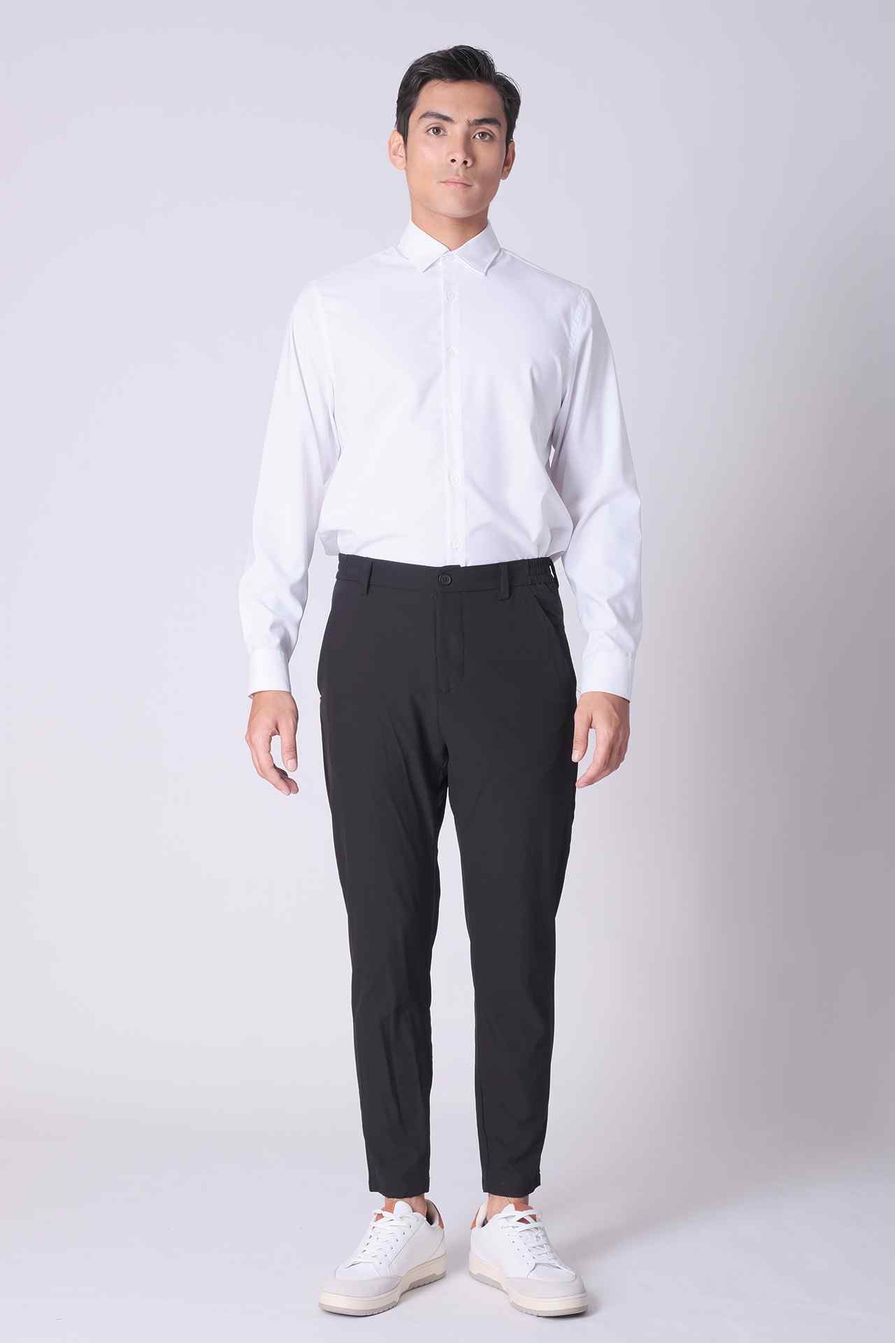 SPW0027 - Breathable Stretch Slim Fit Curve Hem Performance Shirt - White