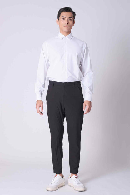 SPW0027 - Breathable Stretch Slim Fit Curve Hem Performance Shirt - White