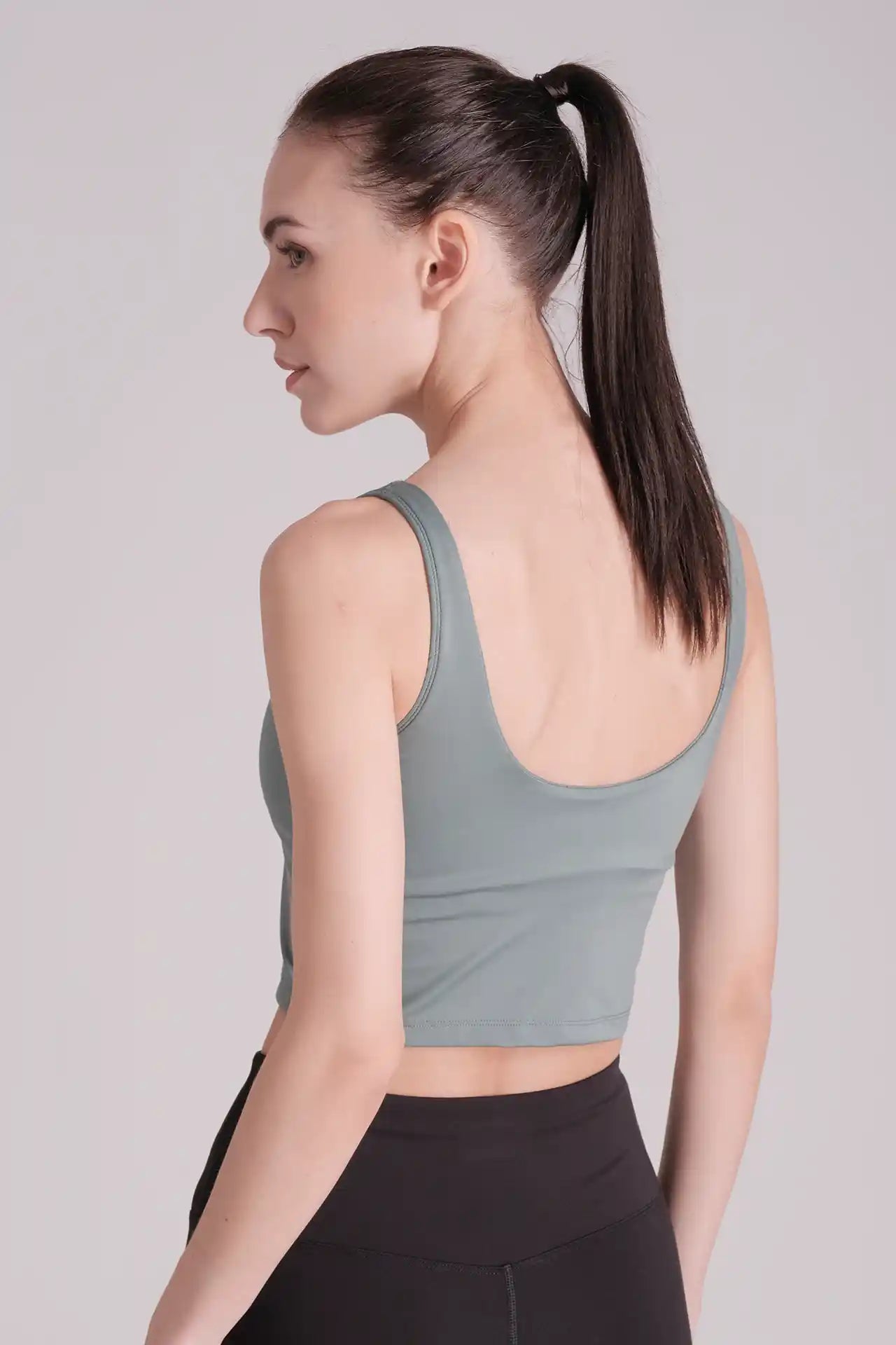 SPWX0005 - Women's V Neck Longline Sports Bra - Agave