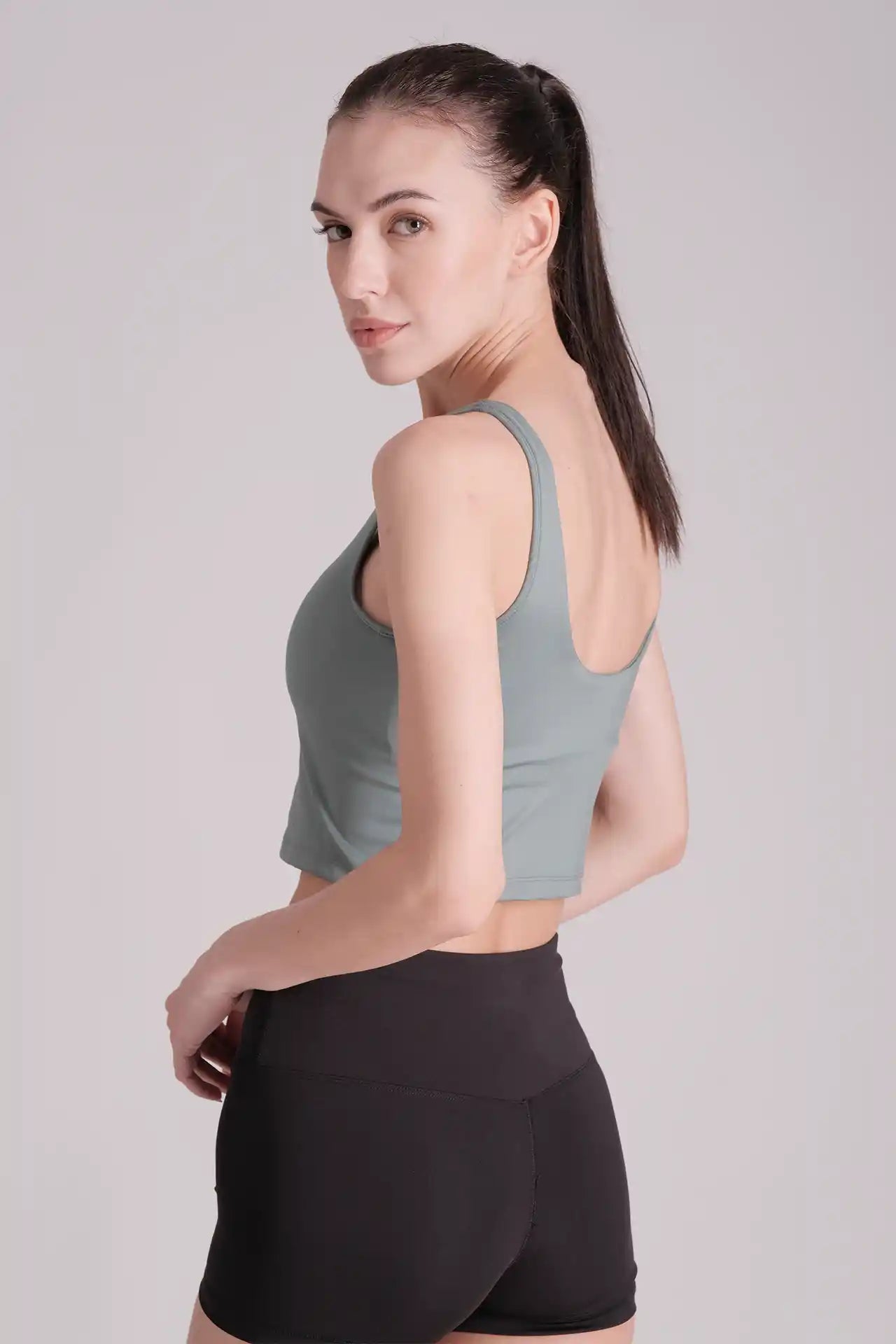 SPWX0005 - Women's V Neck Longline Sports Bra - Agave