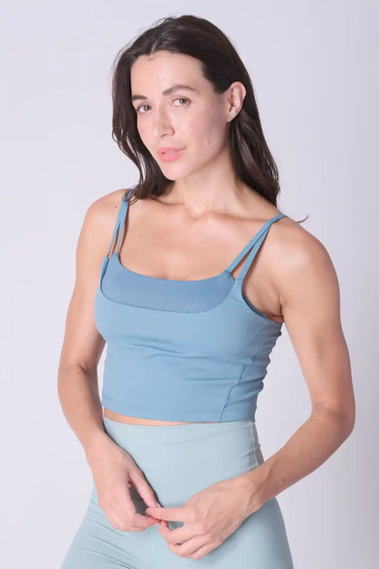 SPWX0012 - Women's Double Layers Bra Top - Blue