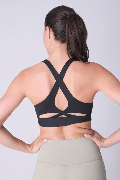 SPWX0016 - Women's High Neck Sport Bra - Black