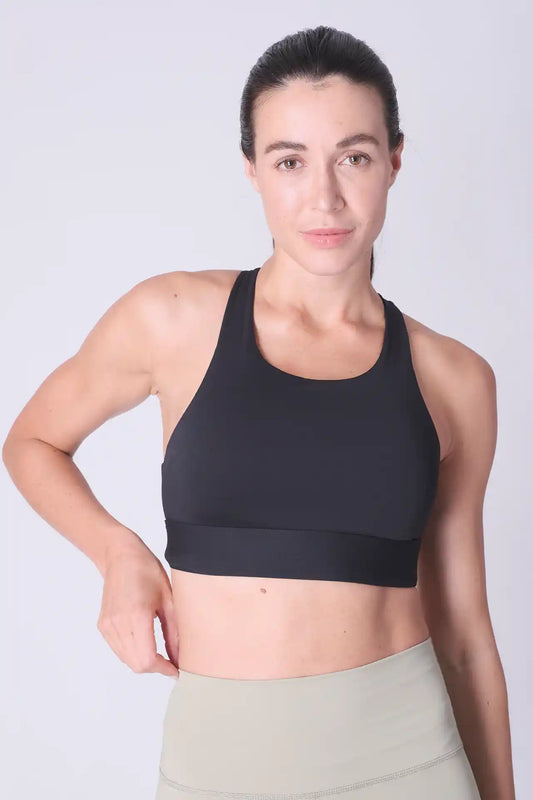 SPWX0016 - Women's High Neck Sport Bra - Black