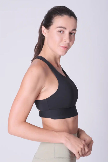 SPWX0016 - Women's High Neck Sport Bra - Black