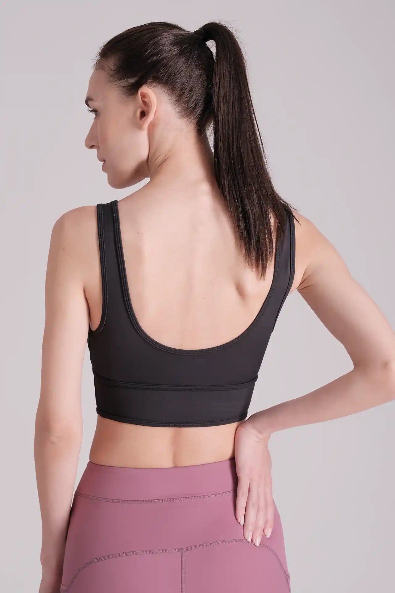 SPWX22001 - Women's Corset Inspired Sports Bra - Black