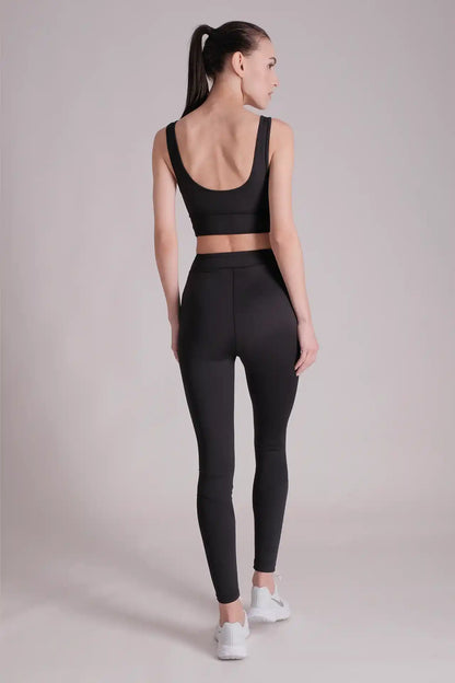 SPWX22001 - Women's Corset Inspired Sports Bra - Black