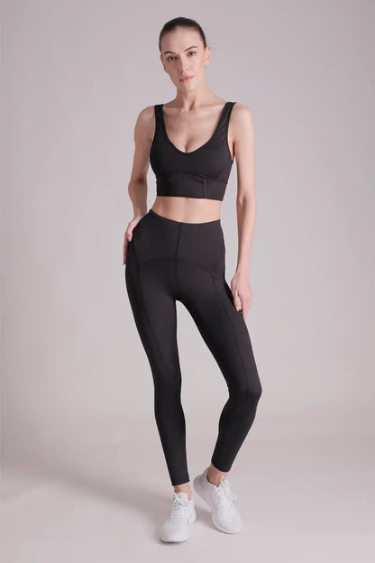 SPWX22001 - Women's Corset Inspired Sports Bra - Black