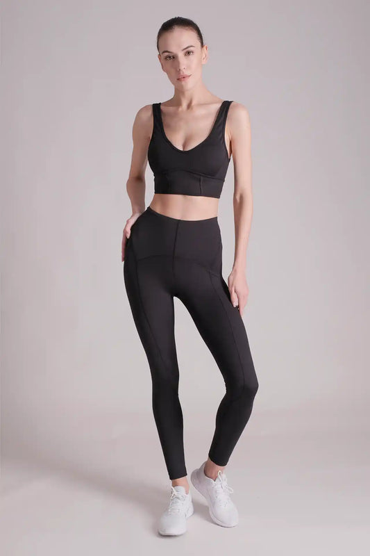 SPWX22001 - Women's Corset Inspired Sports Bra - Black