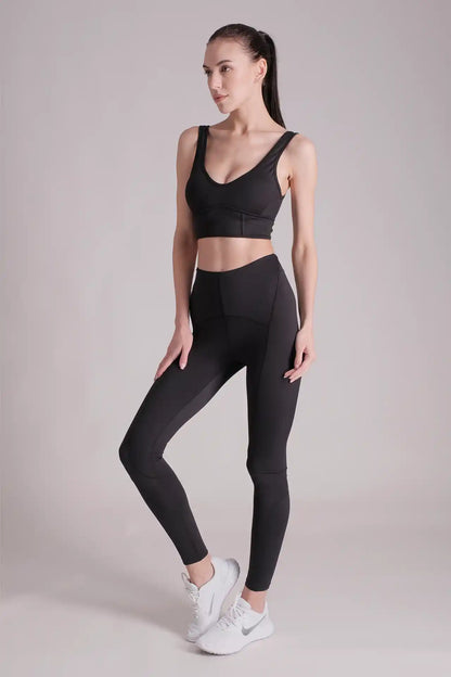 SPWX22001 - Women's Corset Inspired Sports Bra - Black