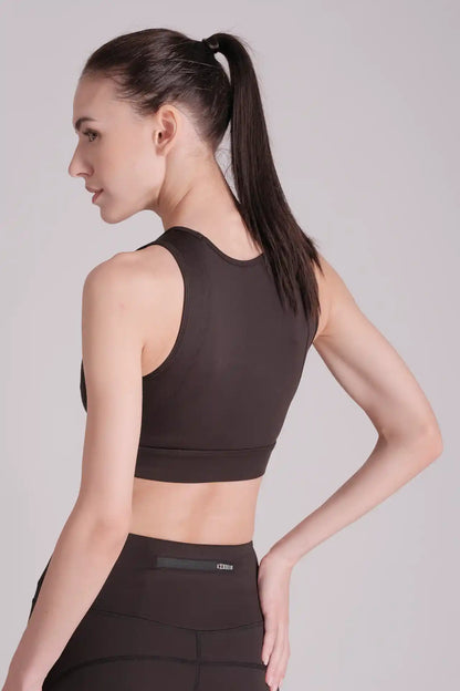 SPWX22002 - Women's Curve Seam Back Mesh Sports Bra - Black