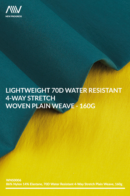 WNS0006 - LIGHTWEIGHT 70D WATER RESISTANT 4-WAY STRETCH WOVEN PLAIN WEAVE - 160G