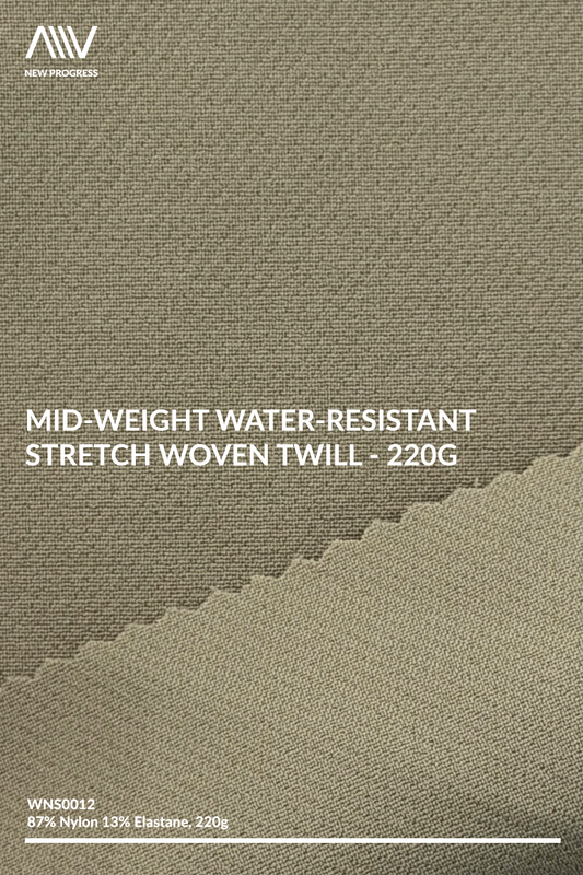 WNS0012 - Mid-Weight Water-Resistant Stretch Woven Twill - 220G