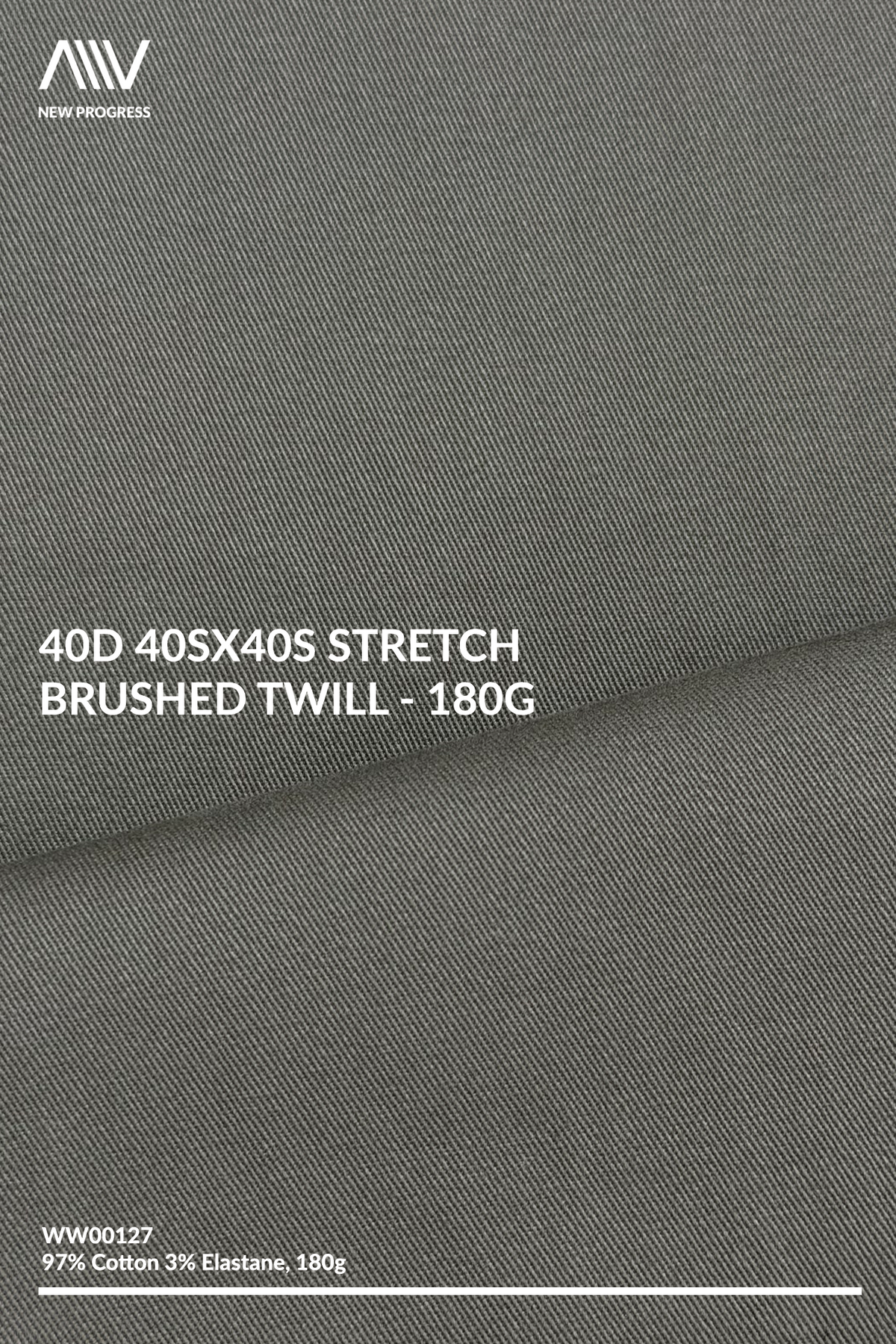 WW00127 - 40D 40sx40s Stretch Brushed Twill - 180G